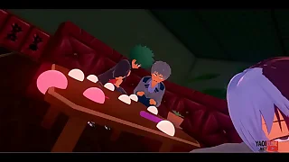 Boku No Hero Academia Yaoi - Todoroki sucking and jerking a dick while Deku and Bakugou look on - Asian Japanese Manga Anime Hentai Gay Porn
